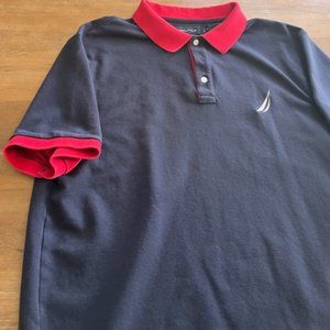 Nautica Polo‎ Shirt Mens XL X-Large Blue Sailing Logo Pique Cotton Collared